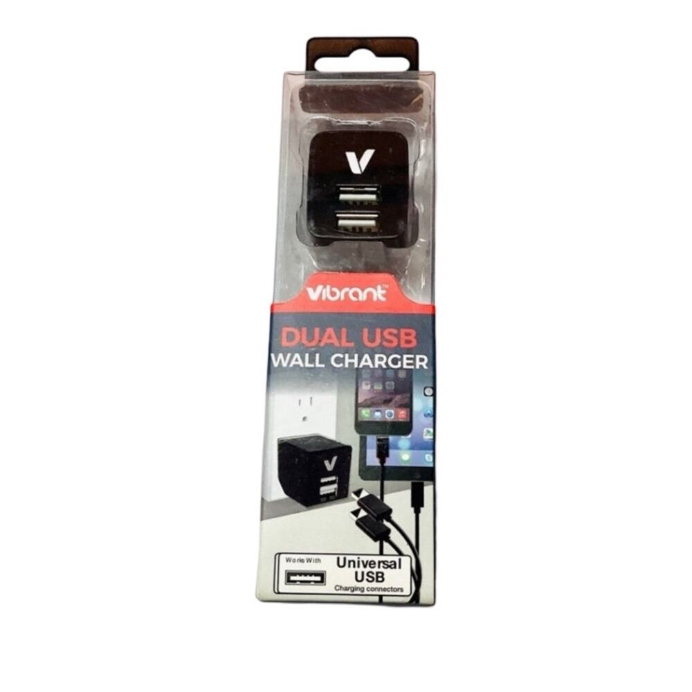 Vibrant Wall Charger, Dual USB, Blister Pack